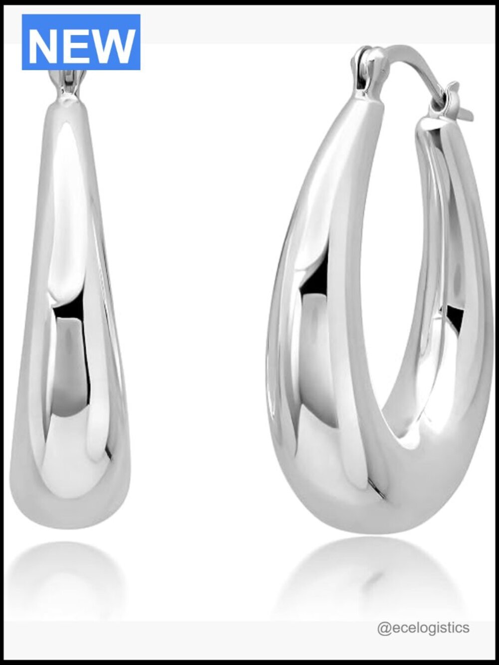 925 Sterling Silver Chunky Hoop Earrings Hypoallergenic Tarnish Resistant Click